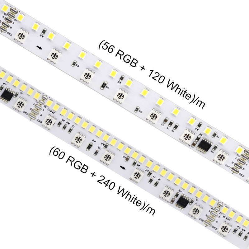 Double Row 5050 RGB + 2835 White LED DMX RGBW Strip 24V